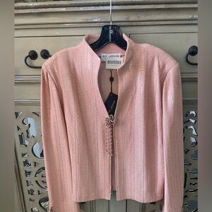 St. John Blush Apricot Crème  Women's Blazer with brooch detailing
